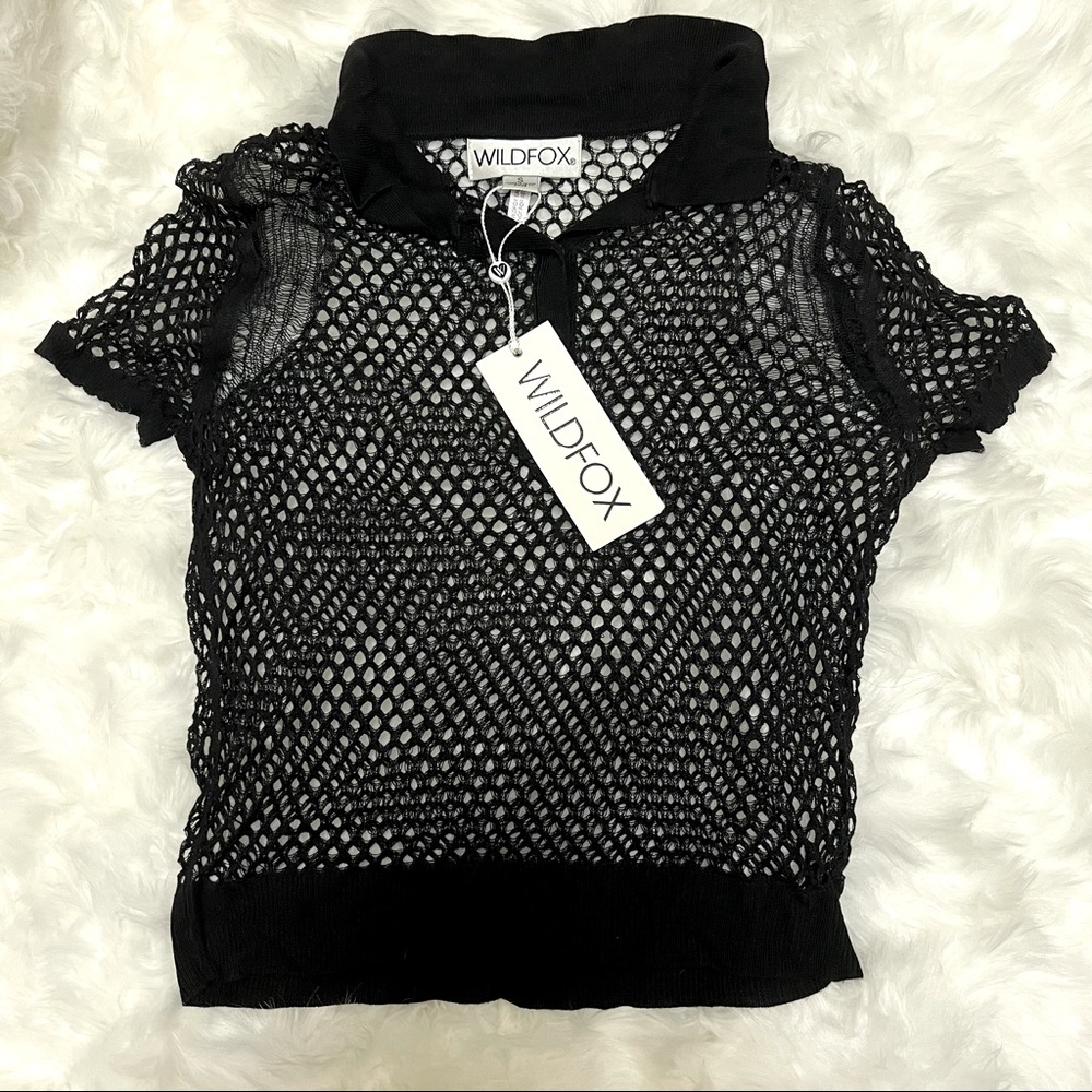 Wildfox Sample Block Crochet/Knit Mesh Top (Size S)